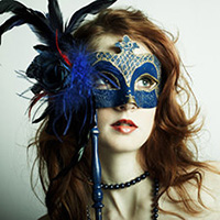 Venetian Glitter Half Moon Party Mask with Peacock Feather - Black